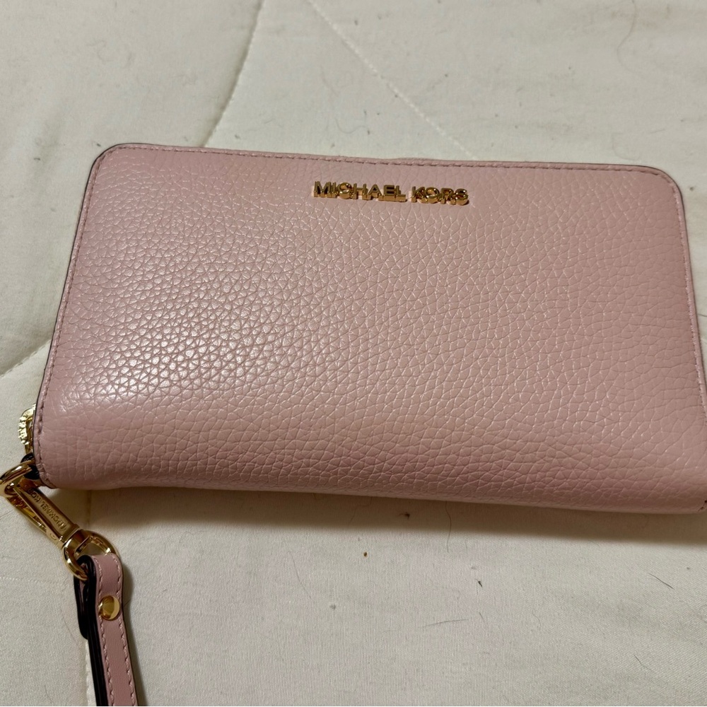 Michael Kors Pink Pebbled Leather Wallet